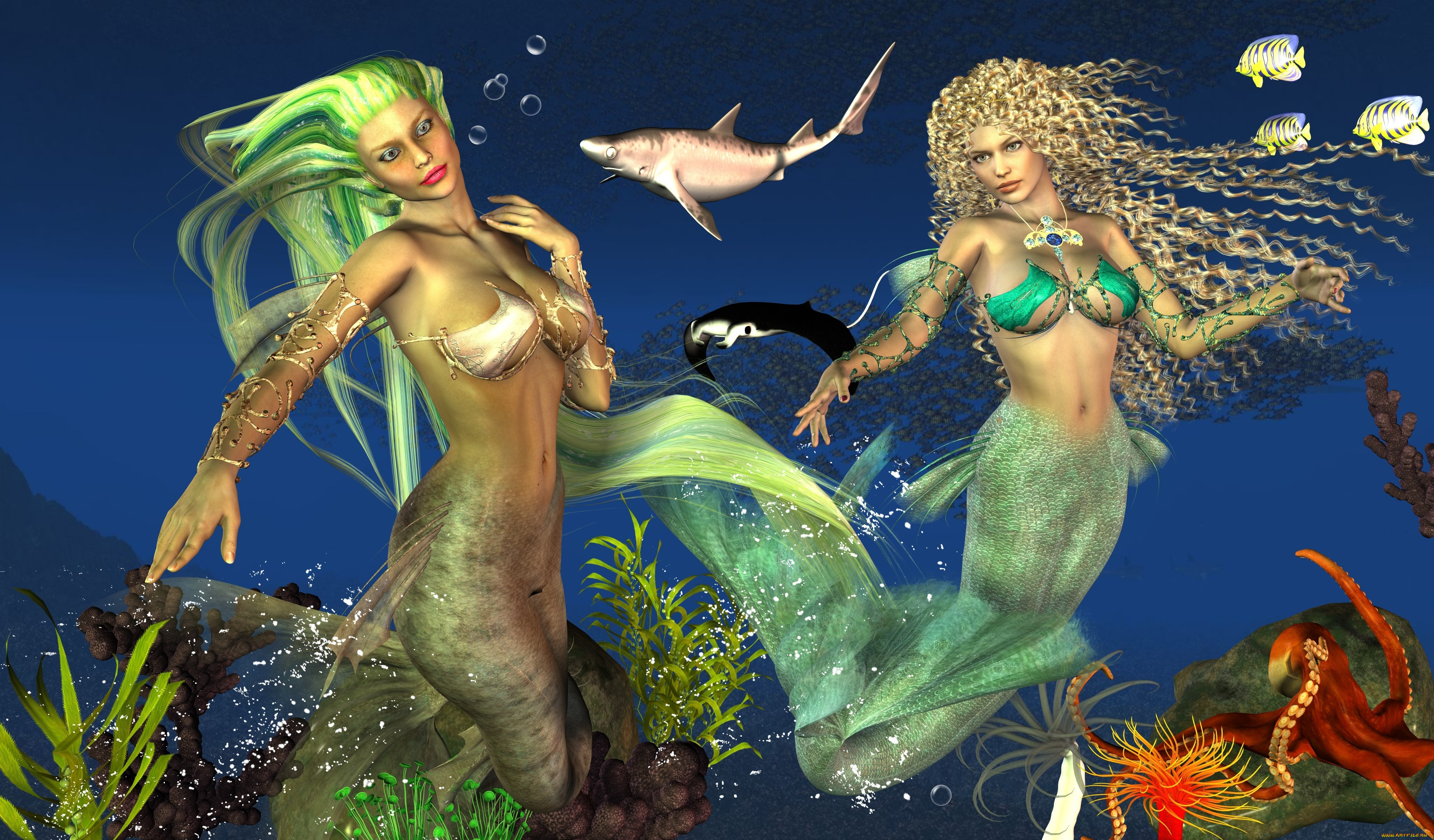 3 ,  , creatures, mermaids